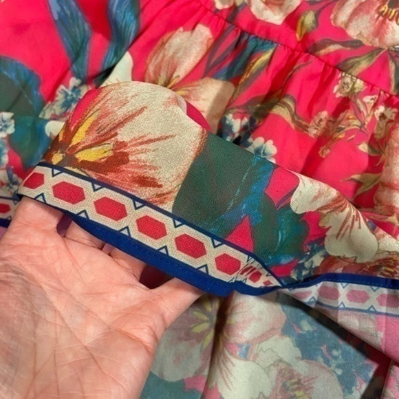 Giddy Up Glamor Pink Floral Flowey Dress. Medium-Long. - Picture 3 of 15